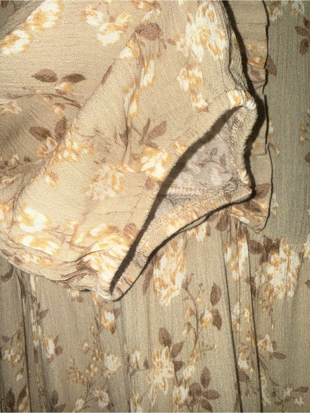 Neutral Floral Tiered Maxi Dress in Beige - Picture 6 of 9